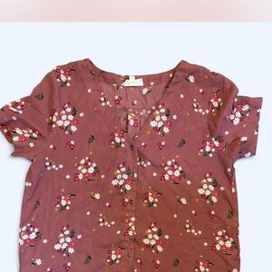 Pink Rose Floral Blouse - Mauve